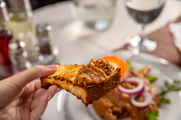 Image showing Beef tartare on toast bread