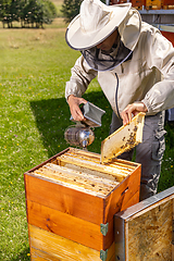 Image showing Beekeeper at work