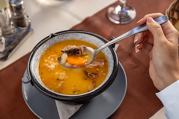 Image showing Traditional homemade bean soup