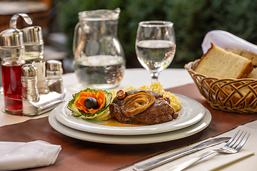 Image showing Baked pork with mashed potatoes