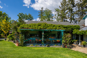 Image showing Beautiful pergola in summer garden