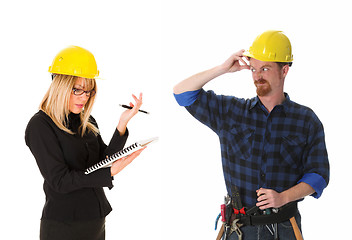 Image showing architect and construction worker 