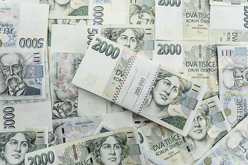 Image showing czech banknotes crowns, money concept crisis