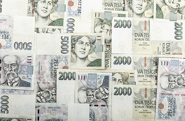 Image showing czech banknotes crowns, money concept crisis