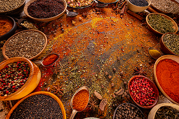 Image showing Variety of spices and herbs