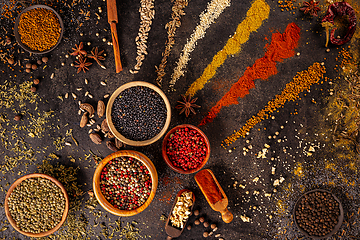 Image showing Colourful various herbs and spices