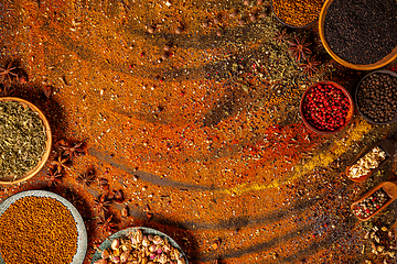 Image showing Variety of spices and herbs