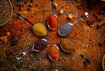 Image showing Spices in spoons