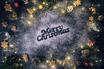 Image showing Merry Christmas text in snow