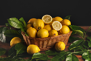 Image showing Basket of fresh lemons