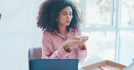 Image showing adult, african american, background, black person, black woman, blurred background, box, break, brunch, business, career, city, computer, corporate, customer, delivery, desk, dinner, eat, eating, eat