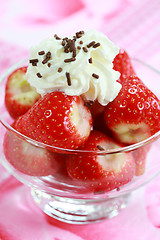 Image showing Strawberries with cream