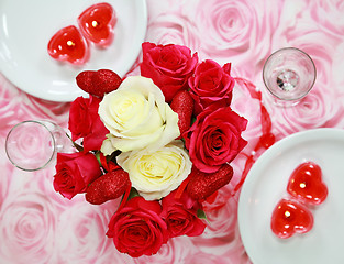 Image showing Table setting for Valentine