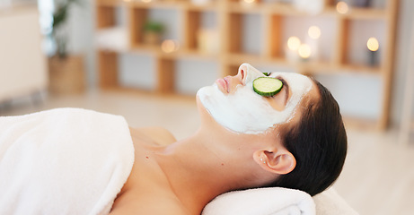 Image showing Beauty, skincare and luxury spa face mask for woman at professional salon for anti aging treatment for acne and wrinkles. Health, wellness and relax, skin care with mask facial for healthy lifestyle.
