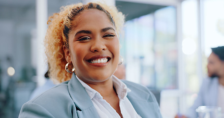 Image showing Business woman, portrait or manager for office meeting, boardroom training or diversity teamwork in collaboration. Smile, happy or corporate leadership in global finance company for strategy planning