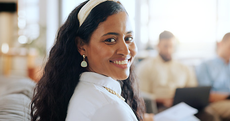 Image showing Black woman, student and portrait in a learning, studying and education group with a smile. Happy woman, study and young face with university and college students with happiness about development