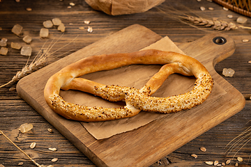 Image showing Pretzels with sesame seeds