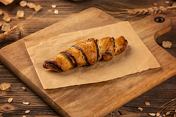 Image showing Sweet cocoa croissant roll