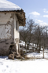 Image showing traditional Serbian farm house in winter