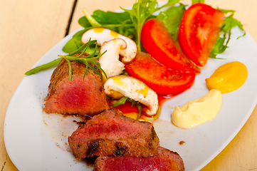 Image showing beef filet mignon grilled with vegetables