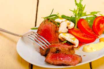 Image showing beef filet mignon grilled with vegetables