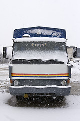 Image showing an old truck parked in the snow