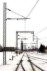 Image showing trains in freight yard winter