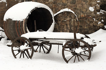 Image showing old horse drawn carriage in the snow