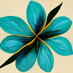 Image showing Blue and yellow abstract flower Illustration