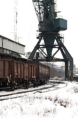 Image showing trains in freight yard winter