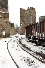 Image showing trains in freight yard winter