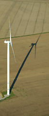 Image showing aerial view of a windturbine 