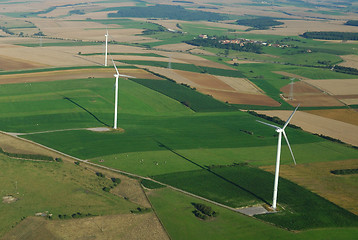 Image showing Aerial view of a wind farm 