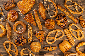 Image showing Flat lay of various bakery product concept