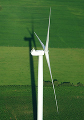 Image showing aerial view of wind turbine