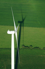 Image showing overview of windturbine and green meadow