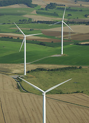 Image showing Aerial shoot of a wind farm in France Europe