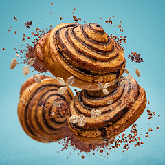 Image showing Cinnamon rolls buns with cocoa filling