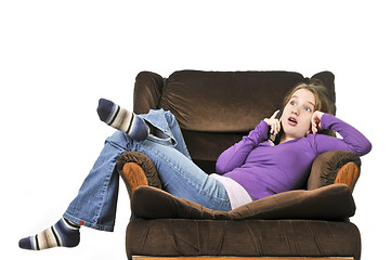 Image showing Teenage girl talking on a phone