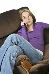 Image showing Teenage girl talking on a phone