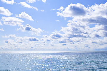 Image showing Blue water and sunny sky background