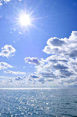 Image showing Blue water and sunny sky background