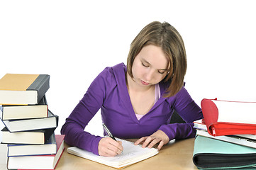 Image showing Teenage girl studying