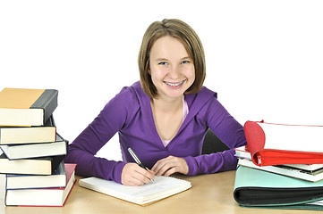 Image showing Teenage girl studying