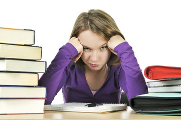 Image showing Teenage girl studying