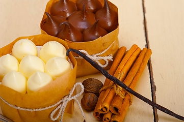 Image showing chocolate vanilla and spices cream cake dessert