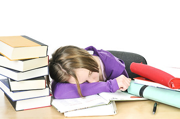 Image showing Teenage girl studying