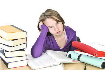 Image showing Teenage girl studying