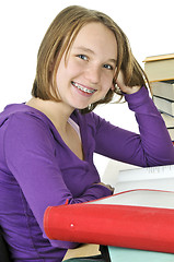 Image showing Teenage girl studying