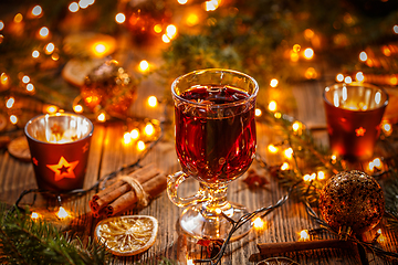 Image showing Christmas composition with mulled wine